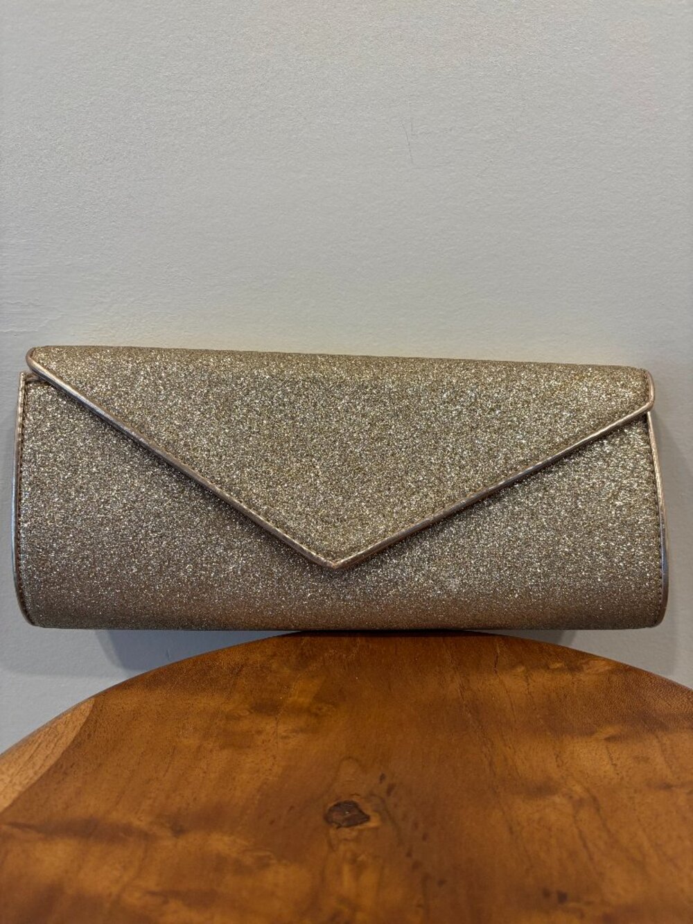 Vintage Gold Glitter Metallic Envelope Clutch